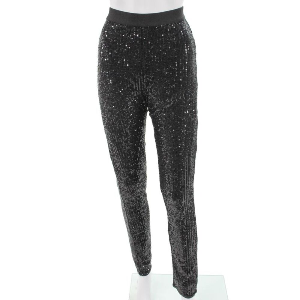 BCBG Max Azria Unisex Black 80s Pants Polyester Spandex Size M